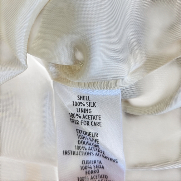 Floral Print Women's Silk Skirt - Cream and Brown Size 2 Vintage - Picture 8 of 10